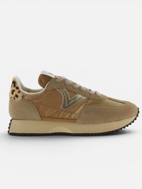 Victoria Cosmos Metal Leopard Sneaker in Camel Brown